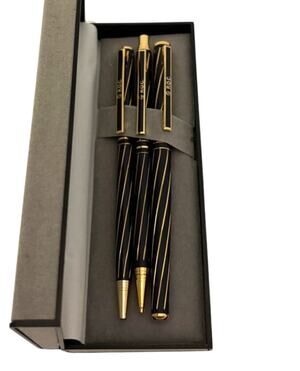 Vintage R.O.C. Navy/Gold Metal 3-Piece Pen Pencil Set with Original Box - NIB